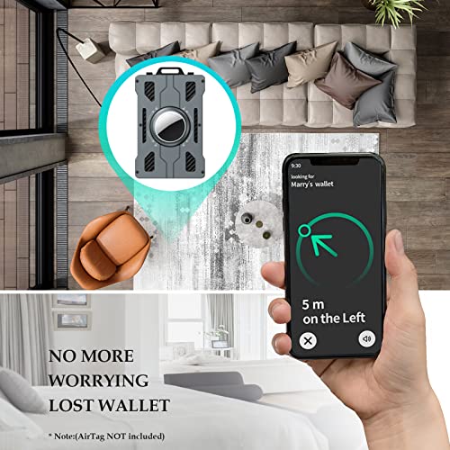 Biigell Wallet For Men With Airtag Holder (No Airtag)- Slim Aluminum Metal Money Clip, Rfid Blocking, Holds Up 15 Cards With Cash Clip. Ultra-Thin Minimalist Wallet (Airtag Not Included) #TOP1