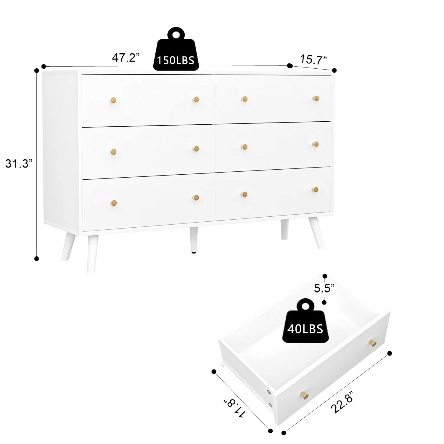 Amazon.com: Wananlanen White and Gold Dresser 6 Drawer for Bedroom, Modern White Dresser with Gold Handles, Chest of Drawers for Bedroom : Home & Kitchen Amazon.com: Wananlanen White and Gold Dresser 6 Drawer for Bedroom, Modern White Dresser with Gold Handles, Chest of Drawers for Bedroom : Home & Kitchen