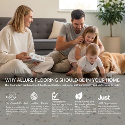 Image of Allure Luxury Vinyl Tile Flooring, 22 Mil Wear Layer, Ultima Parfait Terrazzo 12 inch x 24 inch, 6.5 mm Thick Vinyl Tiles with Click and Lock Installation, 12 Boxes 282.72 sq ft.