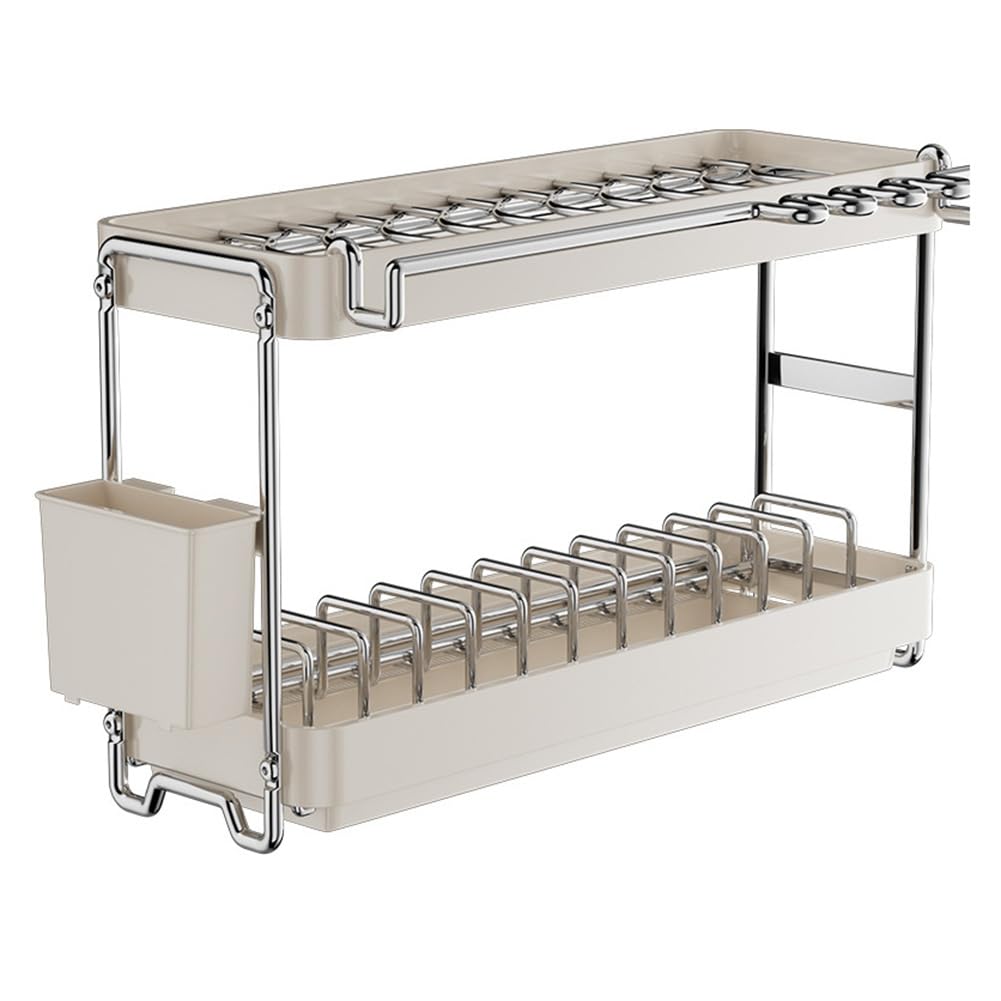 CTRLZS Stainless Steel Dish Rack, Countertop Kitchen Storage Organizer for Tableware, Drain Basket-Space Saving Sink Accessory