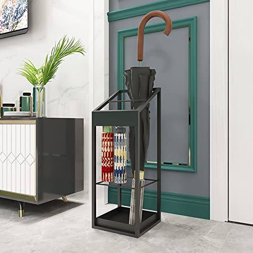 Porte-parapluie support carré en métal noir moderne compact