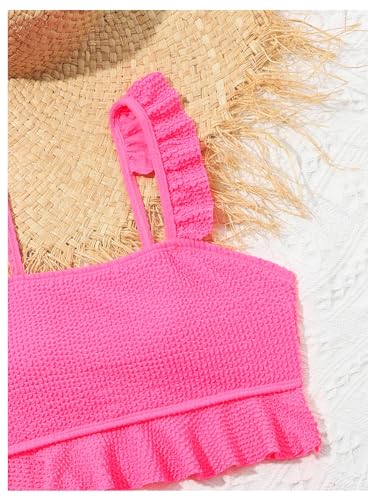 Image of Floerns Girl's 2 Piece Bathing Suit Ruffle Trim Summer Bikini Swimsuit
