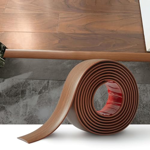 2M PVC Floor Transition Strip Laminate Floor Cover Strips Self Adhesive PVC Floor Door Divider Strip Flat Laminate Profile Flooring Edge Trim Joining Strip Door Bar(4cm,Brown Teak Grain)