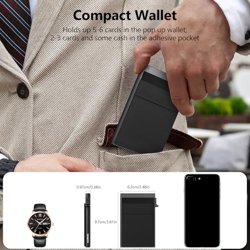 Gifts for Men, Pop Up Minimalist Wallet for Men RFID Blocking Slim Credit Card Holder Front Pocket EDC Mens Wallet (Black)4