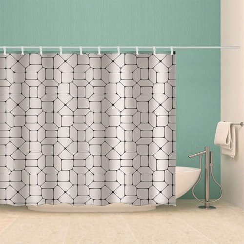 Rideau de douche géométrique chic en polyester imperméable