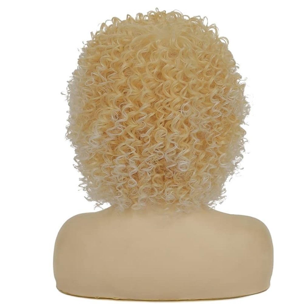 Salaibs Blonde Afro Wigs for Black Women with Bangs Short Curly Kinky Wigs Fluffy Natural Synthetic Hair Wig for Cosplay Costume Halloween Use - Image 4