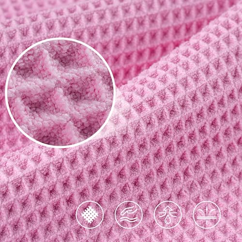 Image of POLYTE 430 GSM Microfiber Oversize Quick Dry Lint Free Bath Towel, 60 x 30 in, 4 Pack (Waffle Weave)