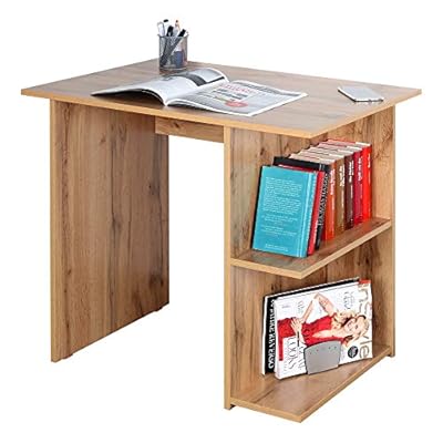 RICOO Escritorio pequeño 82x76x60cm WM089-EW Mesa Ordenador Organizador Oficina Muebles de hogar Buro PC Gaming Secreter Madera Roble marrón | Ya disponible en tu tienda friki favorita! En mundofriki.es!