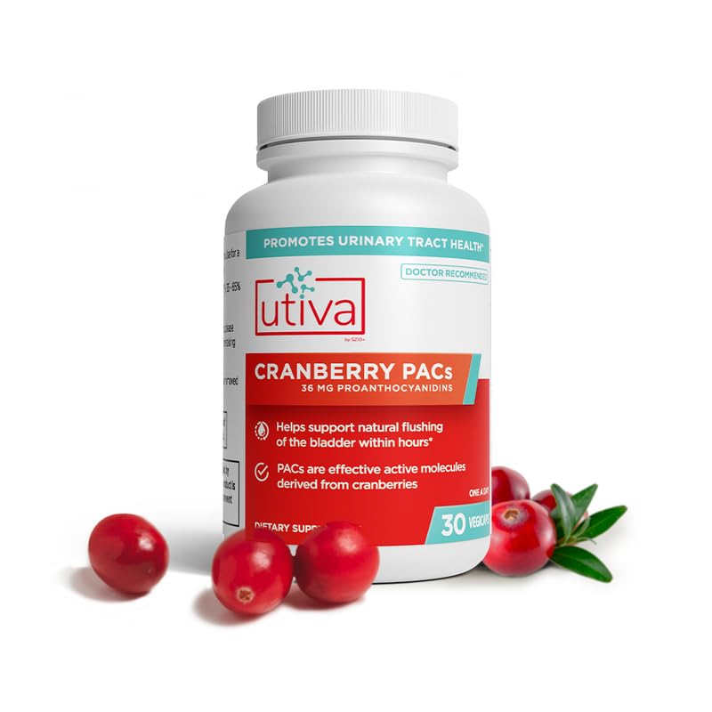 Utiva Cranberry PACs, Inc. - 30 Vegi Caps – 36 mg Soluble PACs DMAC/A2; Promoting a Healthy Urinary Tract; Non-GMO, Vegan, Gluten-Free, Bladder Health.