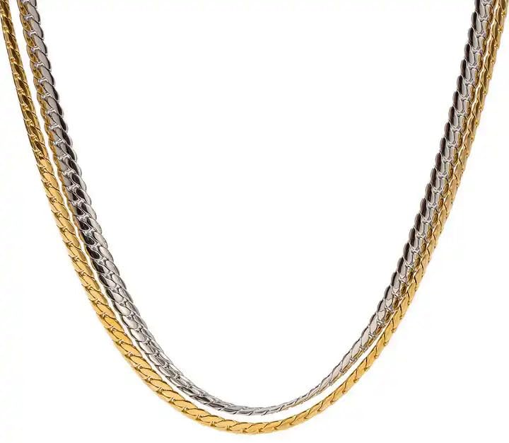 silver chain for men combo necklace for men 2 gold chains for men neck chain for men chain for boys mens chain Stainless steel stylish long chains Locket Pendant golden chain fashion M389-image-25