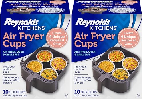 Image of Reynolds Kitchens Air Fryer Cups, Easily Cook Individual Air Fryer Food and Non-Traditional Foods, Great for Meal Prepping and Picky Eaters, Oven-Safe and Grill-Safe, 20 Pack, 8 fl oz.