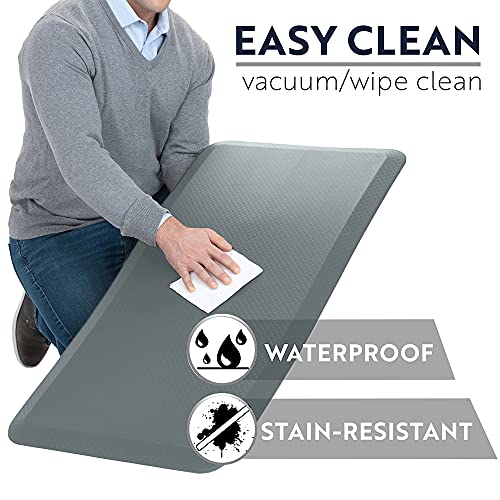 Kangaroo 3/4" Thick Superior Comfort, Relieves Pressure, All Day Ergonomic Stain Resistant Floor Rug Anti Fatigue Cushion Mat, Durable Standing Desk, Foam Pad Mats Kitchen, Office, 17X24, Gray #TOP2