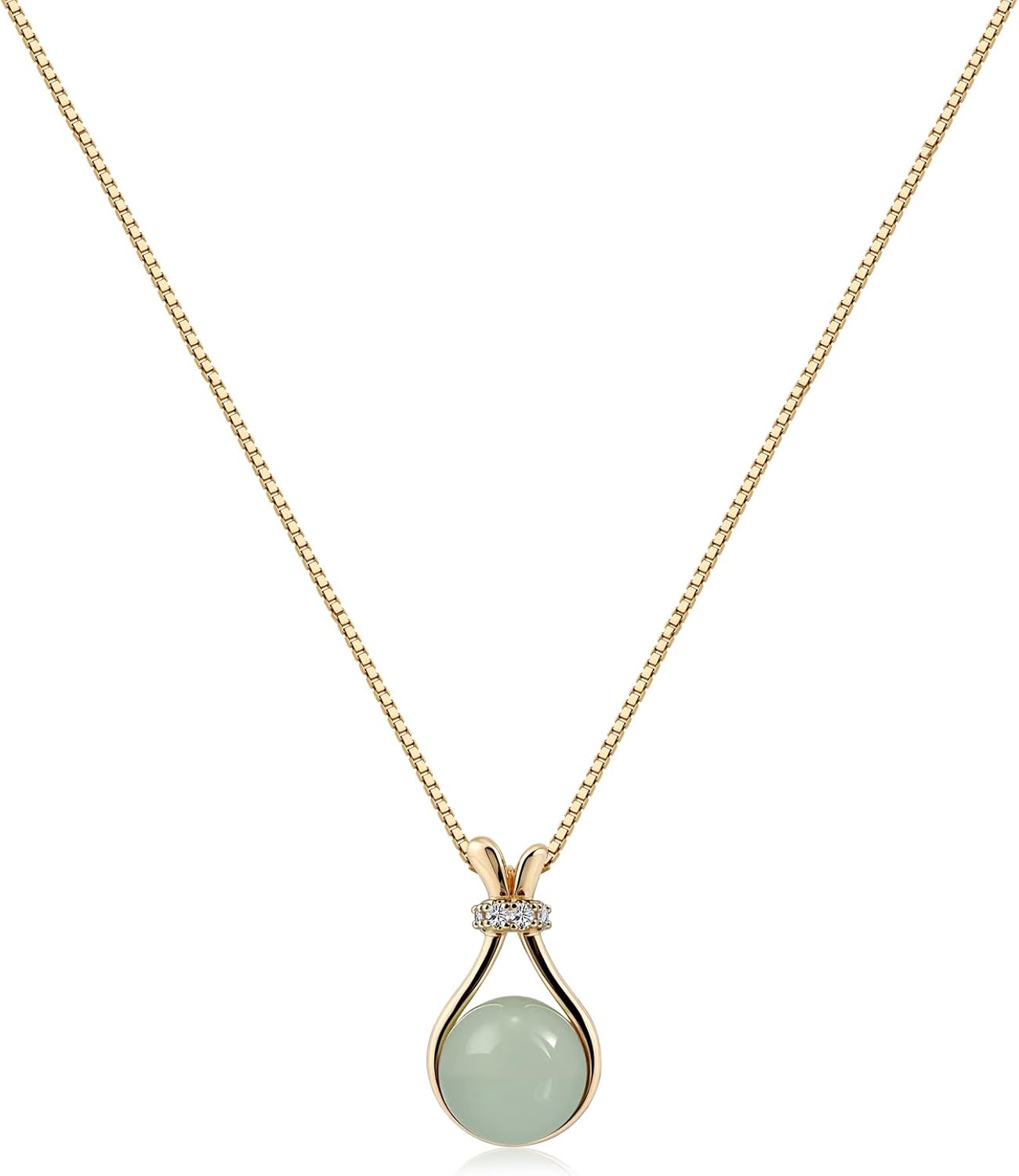 14K Gold Plated Jade Necklace for Women - Timeless Green Jade Pendant Necklace, Meaningful Jade Jewelry for Mother's Day Anniversary Birthday