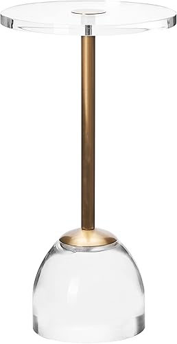 Mesa auxiliar de acrílico transparente, metal de latón cepillado, mesa auxiliar para oficina, mesita de noche para sala de estar y dormitorio, fácil