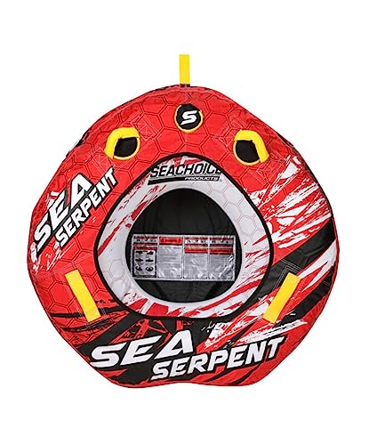 Seachoice Sea Serpent Towable Tube, Open Top Boat Tube w/Reinforced Towing System, 1 Person, 50 in. X 48 in.