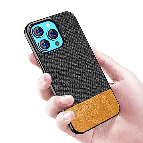 Image of Kapa Soft Fabric & Leather Hybrid Protective Case Cover for Apple iPhone 13 Pro (Black,Brown)