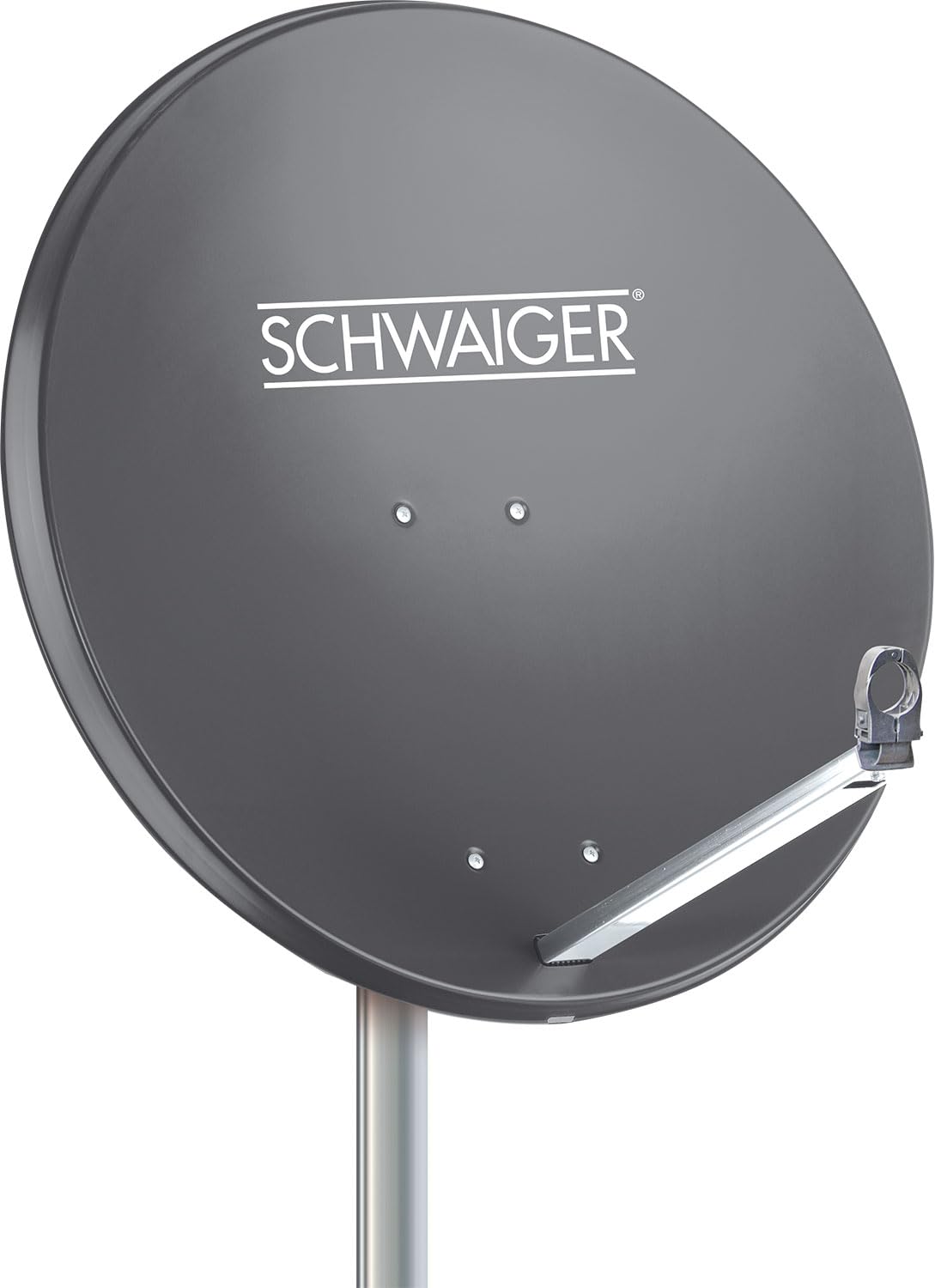 Schwaiger 714197 Digital Sat antena (75 x 85 cm) con LNB de brazo y Mash Projector, antracita, espejo de aluminio – para recibir DVB-S/S2 en Full HD, 3d y 4 K (Ultra HD)