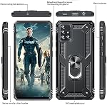 LeYi for Samsung Galaxy A51 Cell Phone Case with Screen Protector Ring Kickstand for Men Military Grade Bumper Hard TPU Heavy Duty Shockproof Full Body Silicone Protective Cover for Galaxy A51 Black