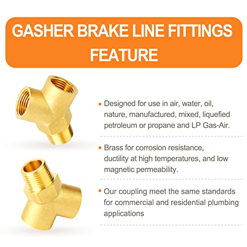 Image of GASHER 5PCS Brass Pipe Fitting Male Branch Tee Y Adapter 3 /8 inch NPT Female x 3 /8 inch NPT Female x 3 /8 inch NPT Male