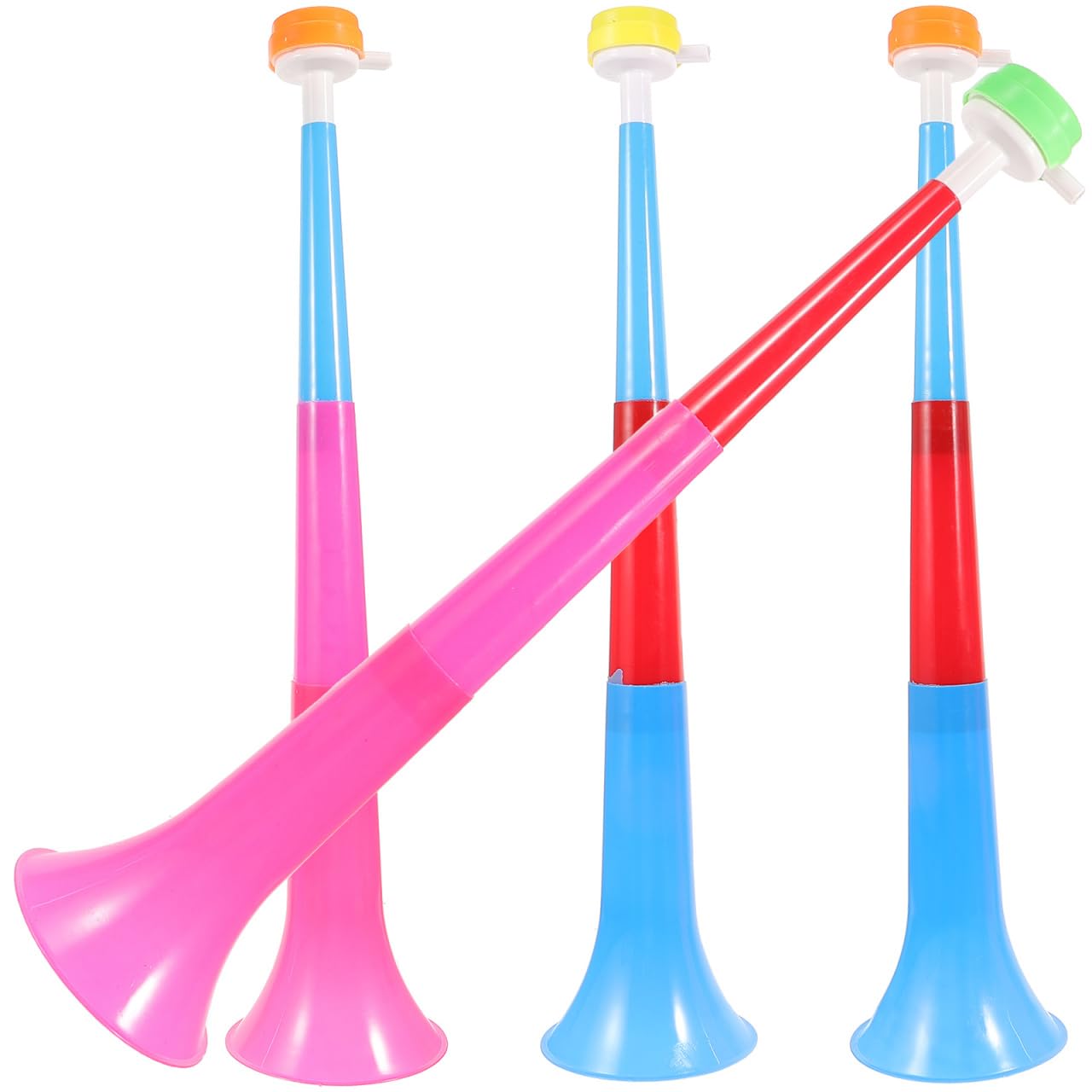 Muiltvoe 4Pcs Large Air Horn for Football Matches, 55cm Stadium Noise Maker Trumpet for Sports Events, Vuvuzela Cheering Blow Horns for Party, Carnival, Outdoor Games, Assorted Colors