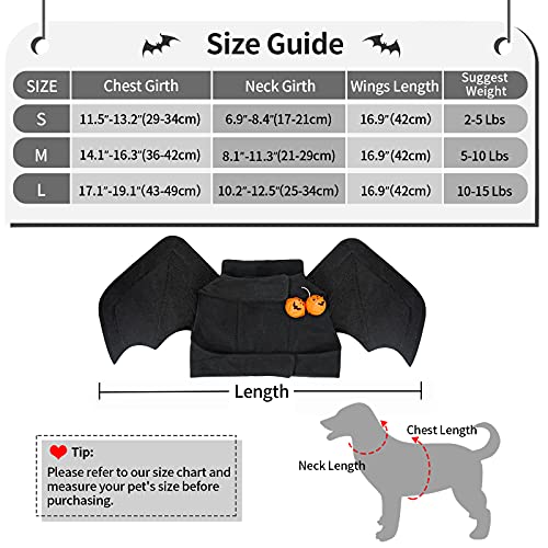 Malier Halloween Dog Costume With Bell, Cool Halloween Dog Bat Wings Pet Costume Cat Costume Cosplay Decoration For Small Mediume Large Dogs Cats (Medium) #TOP2