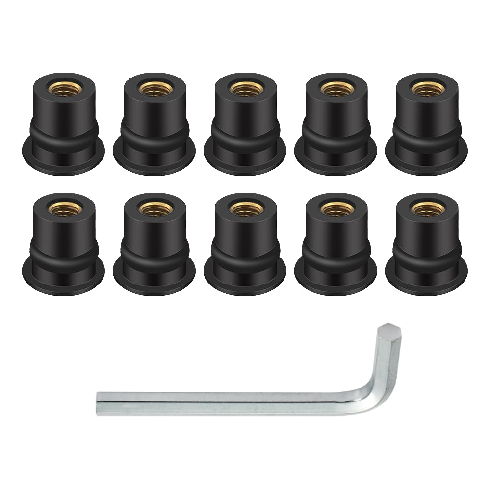 Alpha Rider 10PCS M6 Rubber Well Nut Kit for Windscreen & Fairing Universal M6 6mm1/2″ Wellnuts for Universal Motorcycle with Aluminum Alloy Screw tool Alpha Rider 10PCS M6 Rubber Well Nut Kit for Windscreen & Fairing Universal M6 6mm1/2″ Wellnuts for Universal Motorcycle with Aluminum Alloy Screw tool