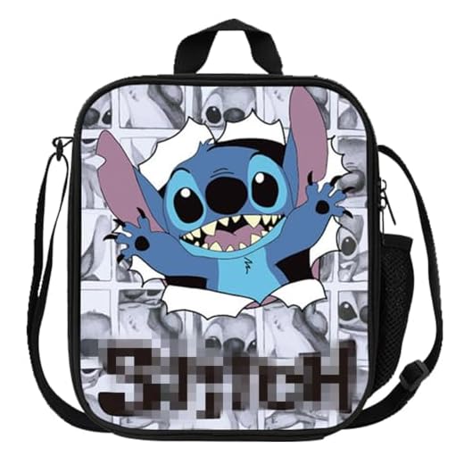 Bolsa Porta Alimentos Térmica, Stitch Bolsa de Almuerzo para Niños, Stitch Portatil Bolsa Termica Porta Alimentos, Impermeable Comida Bolsas De Almuerzo, Caricatura Design Bolsa Nevera Portatil