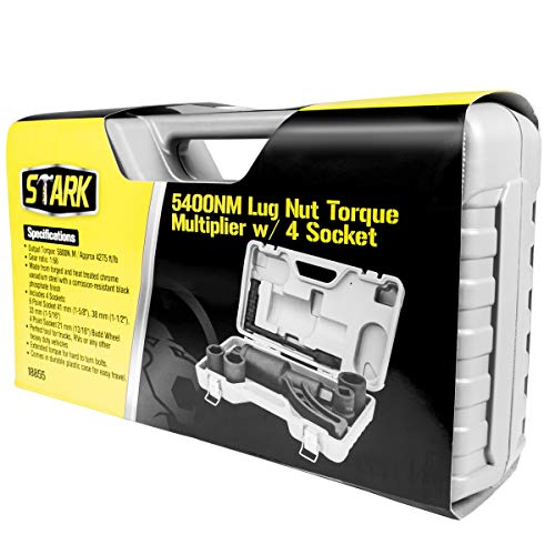 Stark Torque Multiplier Labor Saving Lug Nut Wrench W/ 4 Cr-V Socket 5400Nm Lugnut Wrench Cheater Wrench W/ Case #TOP7