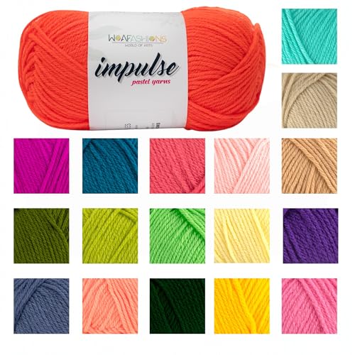 Image of WOAFashions Impulse Hand Knitting & Crochet Yarn, Premium Acrylic, 4 : Medium (Tiger Orange) (2x100gms / 3.5oz / 200mtr / 218yds)