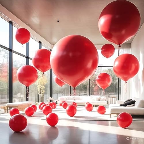 Image of Rk Balloons Big Size 36 Inch Jumbo Giant Balloons For Birthday, Anniversary, Engagement, Baby Shower, Welcome Party & All Festivals (Pack of 2, Red)