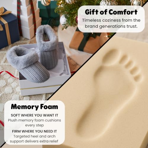 Image of Dearfoams Women's Memory Foam Cozy Soft House Slippers Gifts for Women Hannah Knit Clog House Shoes