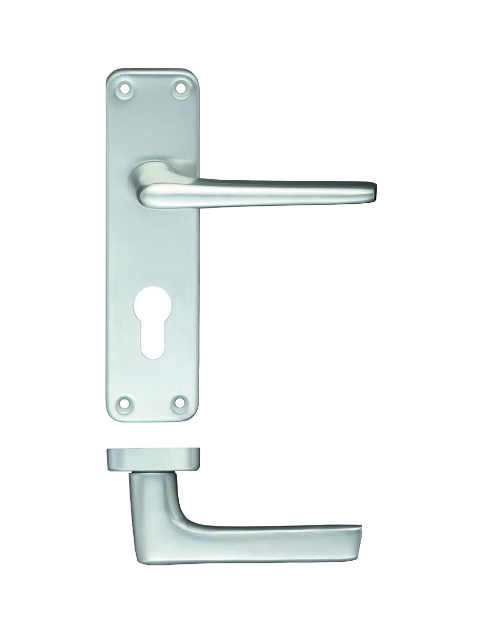 ZCA21EPSA Contract Aluminium Lever On Euro Profile Backplate SAA From The Door Handle Store