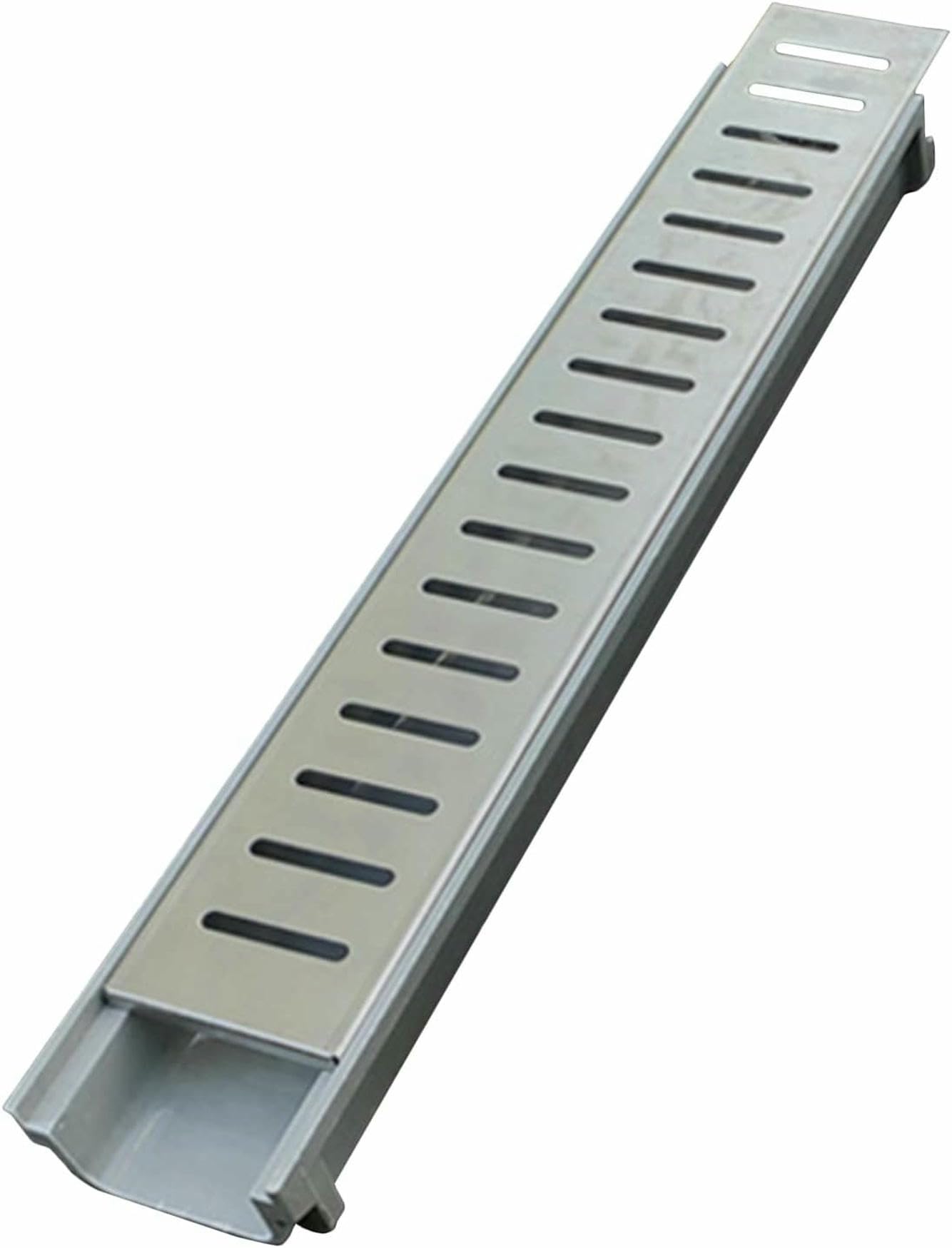 Caniveau de drainage extérieur extra-plat de 6 cm de hauteur avec grille à fente unique pour jardin