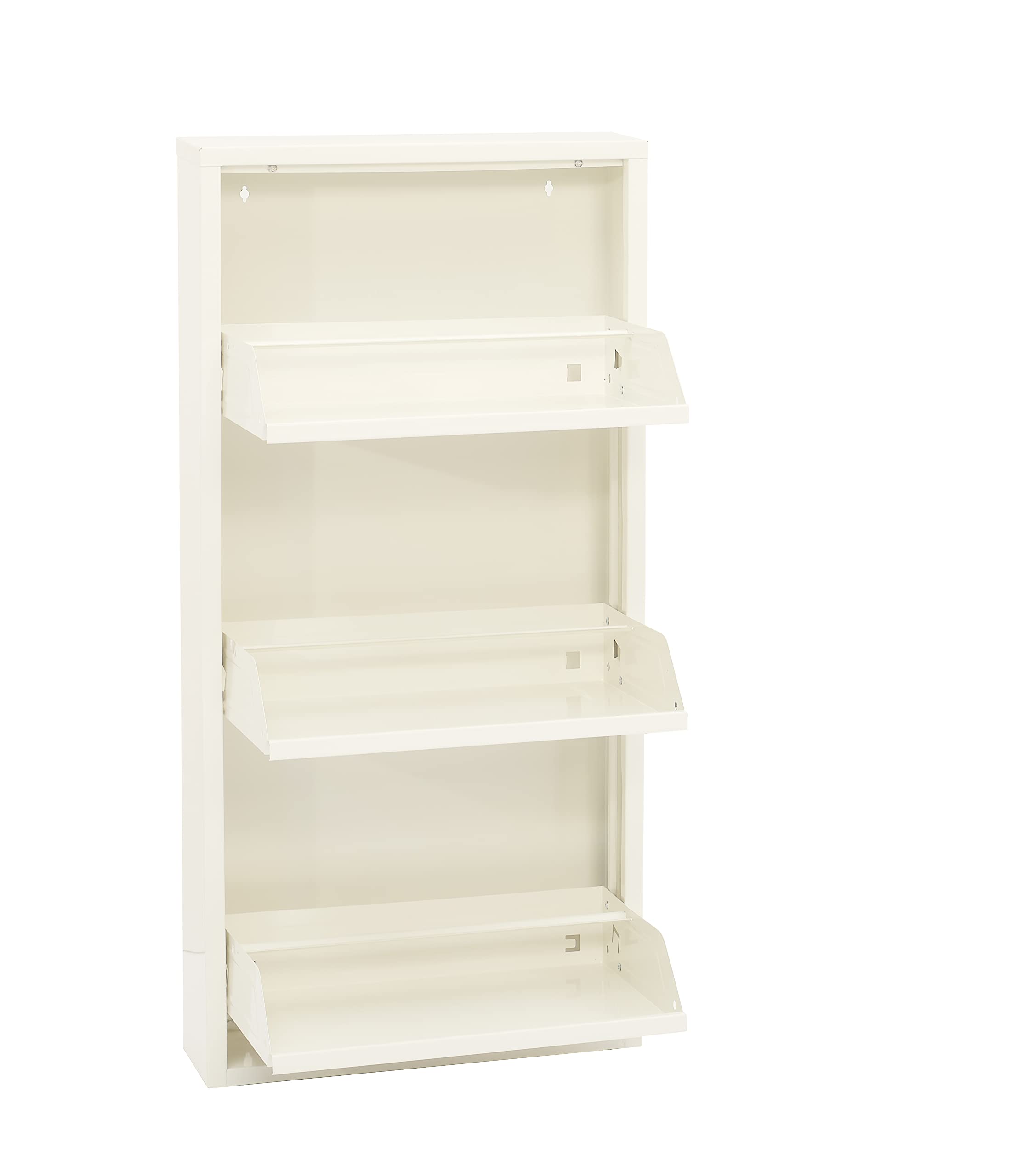 Alveon Flip Drawer Shoe Cabinet, Storage Organizer, Freestanding Shoe Rack, Wall Mounted No-Assembly (White, 3 Drawer)