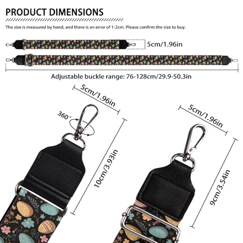 Image of Halloween Handbag Strap Canvas Purse Strap Colorful Bat Black Shoulder Strap Multicolor Bats Replacement Strap