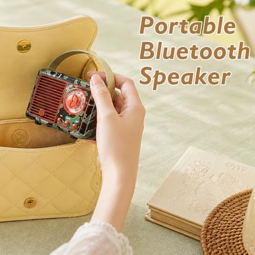 Image of Dosmix Retro Bluetooth Speaker,Vintage Decor,Mini Gift for Men Women Girls | Portable small wireless old fashion style for kitchen desk bedroom office outdoor accessories gifts