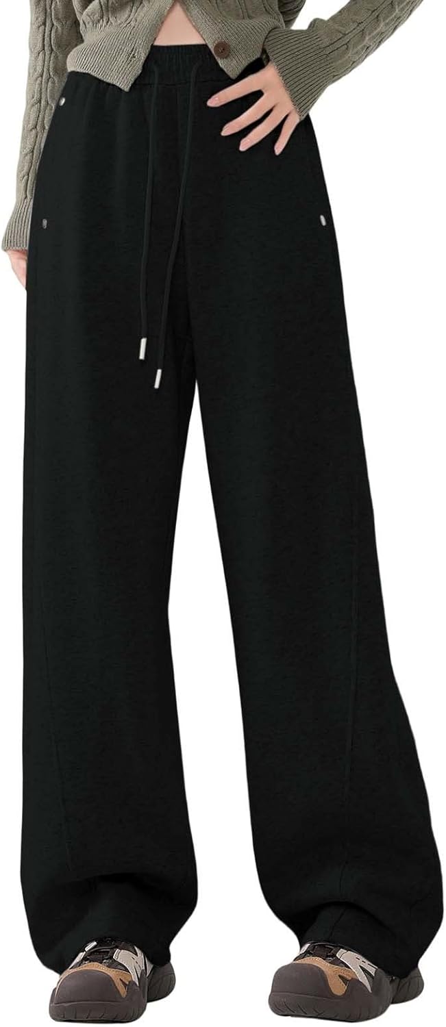 Women's Loose Wide Legged Sweatpants Baggy Tall Sport Wide Leg Joggers Yoga Athletic Loose Fit Straight Leg Open Leg