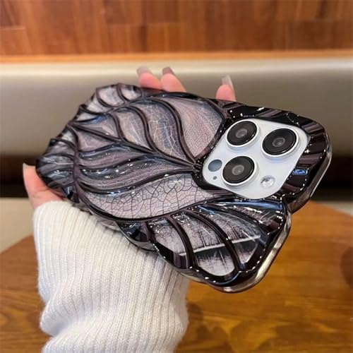 Coque iPhone 16 Pro en silicone plaqué noir avec motif floral raffiné