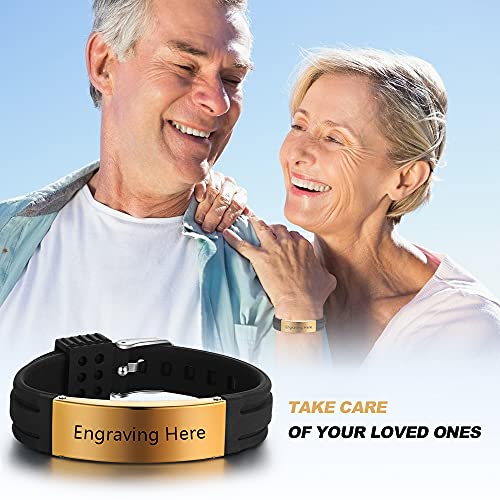 Opalstock Personalized Adjustable Medical Bracelets Sport Emergency Id Bracelets Engraving 9 Inches Silicone Waterproof Id Alert Bracelets For Men Women thumb #4