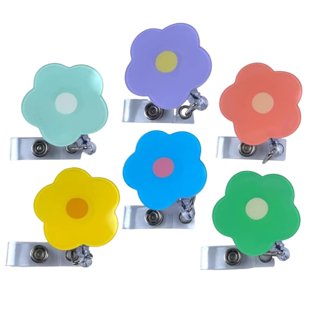 HOMSFOU 4 Set Badge Multifunzionale Fiore Clip Retrattili Per Infermieri E Professionisti Per Id E Attività 6 Pezzi * 4