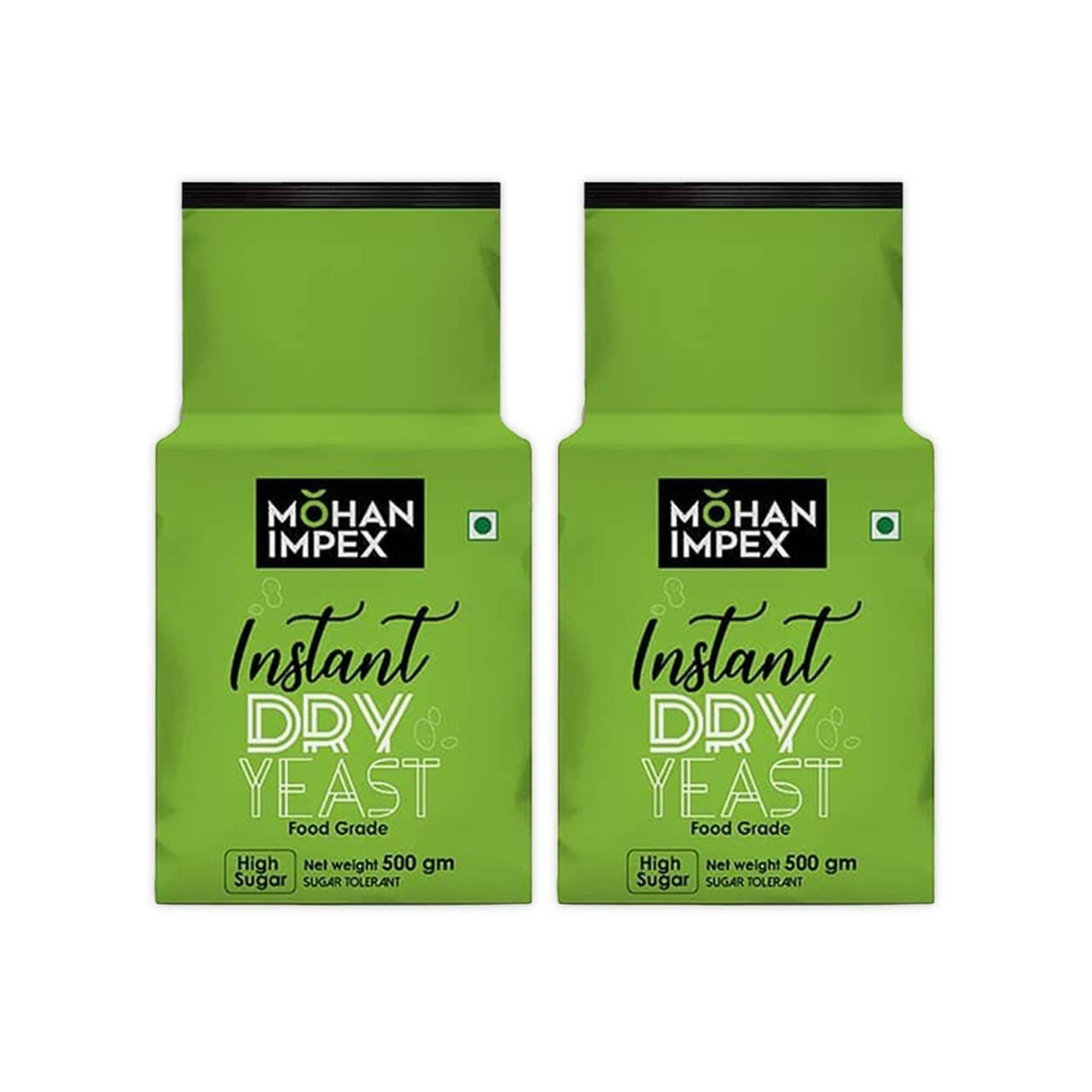 Mohan Impex Instant Dry Yeast 500g [Pack of 2] | Fast-Acting Yeast for Bread, Pizza Dough & Baking | Quick Rise, Gluten-Free, Easy-to-Use Powder for Perfect Results