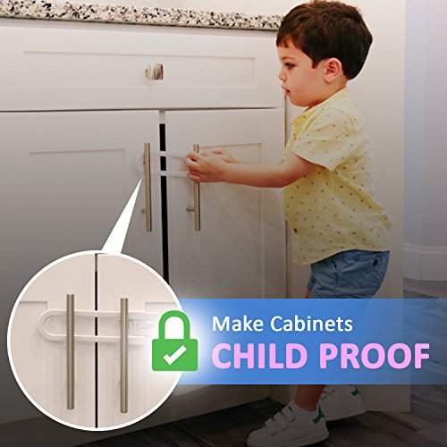 Child Safety Sliding Cabinet Locks (4 Pack) - Baby Proof Knobs, Handles, Doors - U Shape Sliding Safety Latch Lock - Jool Baby #TOP3
