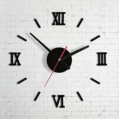 DIY Analog 3D Black Surface Large Number Wall Clock Sticker Home Decor