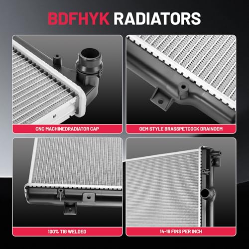 Image of BDFHYK 13272 Aluminum Radiator for Volkswagen Tiguan 2009-2018, for Volkswagen Tiguan Limited 2017-2018, CU13272, 26mm Core, Direct Fit Replacement, OE 5N0121253P VW3010164