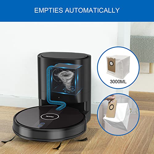 Vistefly M203 Aspirateur Robot Laveur avec Station de Vidage Automatique 3000Pa Pressurisation de Tapis, Contrôle Via APP et Alexa, pour Poils Animaux Sol Dur Tapis - Image 3