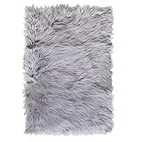 Super Area Rugs Ultra Soft & Fluffy Faux Sheepskin Rug, Gray 2 x 3 Feet Carpet for Bedroom Living Ro