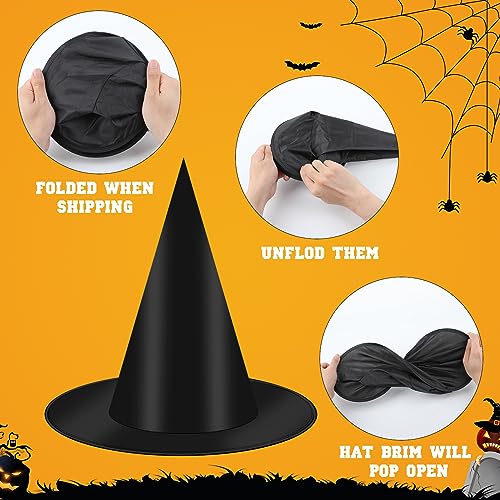 12 PCS Hanging Witch Hats Black/Pink, 16 PCS 3D Bats Stickers for Halloween Indoor Outdoor Decorations3
