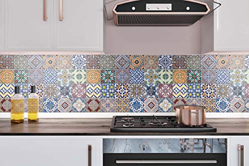 Mi Alma Backsplash Tile Stickers 24 Pc Set Authentic Traditional Talavera Tiles Stickers Bathroom & Kitchen Tile Decals Easy To Apply Just Peel And Stick Home Decor 4X4 Inch (Kitchen Decals Ha2) #TOP2