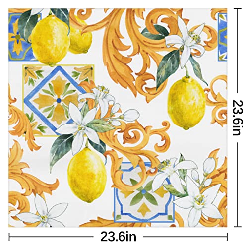 Lemon Plant Flowers Square Silk Hair Scarf for Women, Lightweight Summer Head Scarf for Girls Wedding Travel Yoga Handkerchief Shawl Sunscreen Scarves Hair Accessories 23.6 Inches2