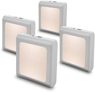 MAZ-TEK Dimmable Plug-in LED Night Lights with Dusk to Dawn Sensor, Warm White Glow for Hallway Bedroom Kitchen Stairway - 4 Pack
